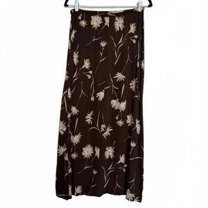 Vintage Brown and cream Romantic Floral Long Skirt